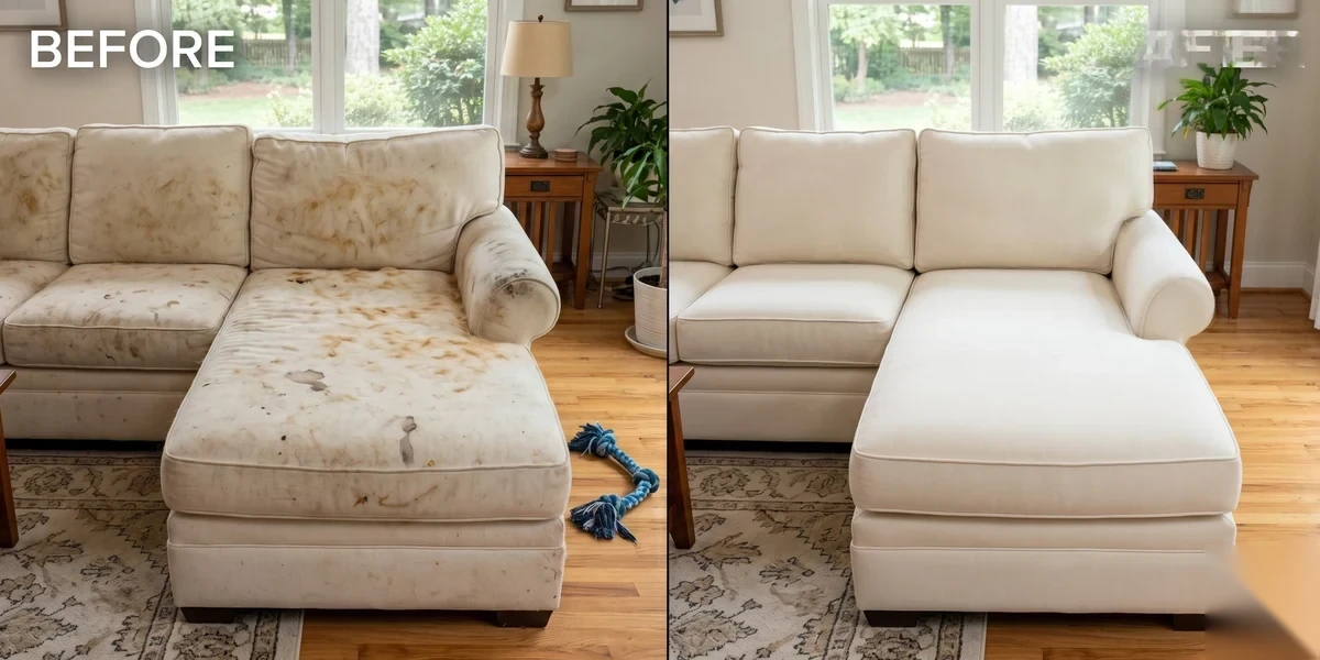 Family sofa pet stain and odor removal — Apex NC